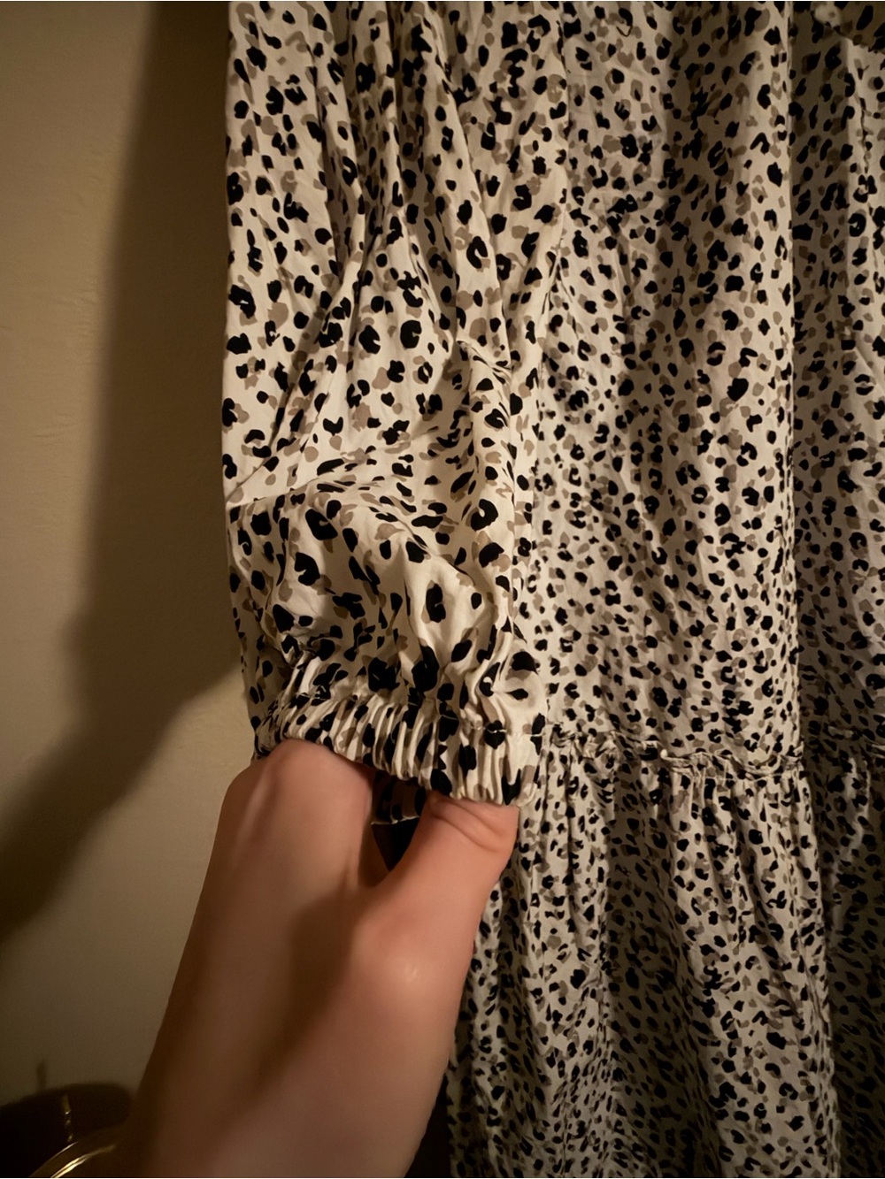 Target Long Sleeve Tiered Midi Dress - Cream with Black Spot Print - Picture 8 of 8